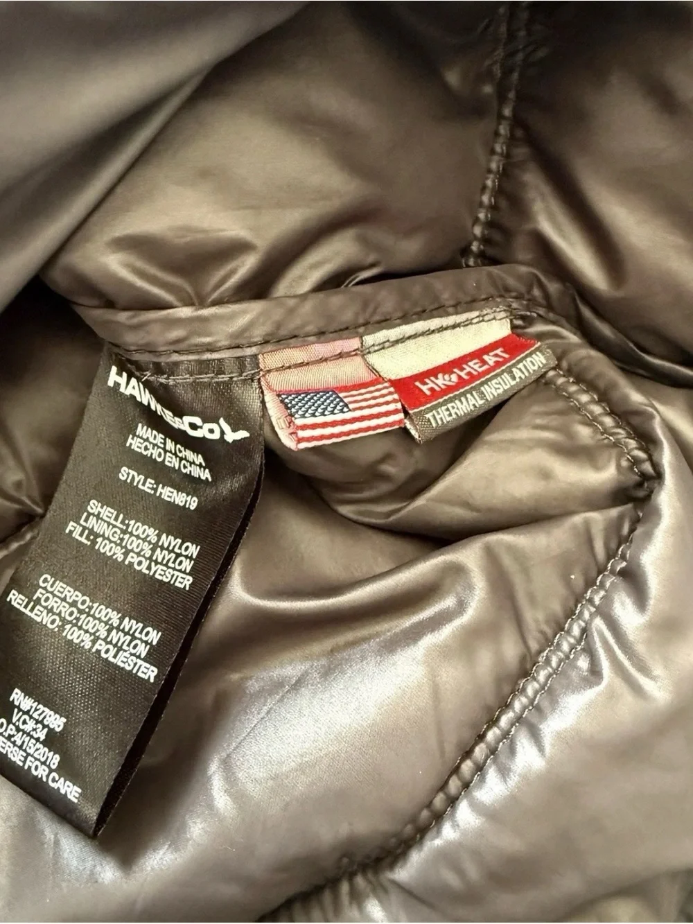 Hawke & Co Men’s S Hooded Quilted Lightweight Puffer Jacket Charcoal Gray EUC